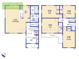【間取り】 | 小中学校10分前後　並列2台駐車　上山町　2号棟 | LDK18.5帖でとても広く魅力的です♪