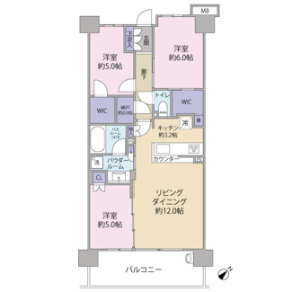 【間取り】 | グランセンス吉川美南セントラルレジデンス | 延床面積:70.60㎡　バルコニー面積:10.80㎡　LDKは15帖超の３LDK+N（納戸）+Wウォークインクロゼット　収納豊富な使い勝手の良い間取りです