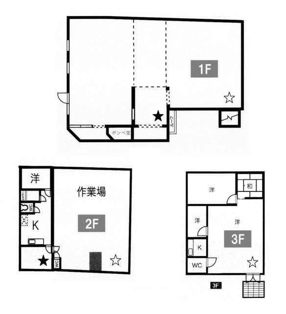 勝川町１丁目　事務所付貸倉庫の間取り