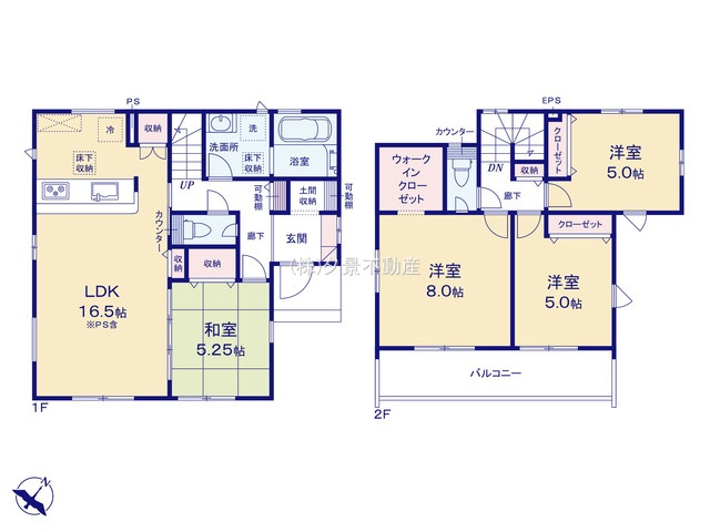《仲介手数料無料》上尾市井戸木１丁目23-9(全1戸)新築一戸建てブルーミングガーデンの間取り