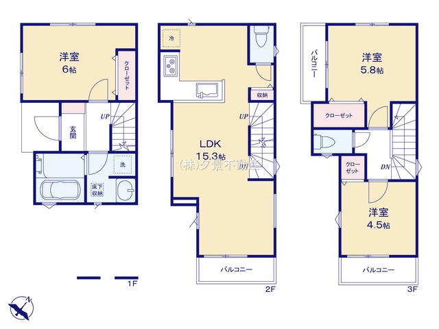 《仲介手数料無料》浦和区上木崎６丁目7-27(全1戸)新築一戸建てミラスモの間取り