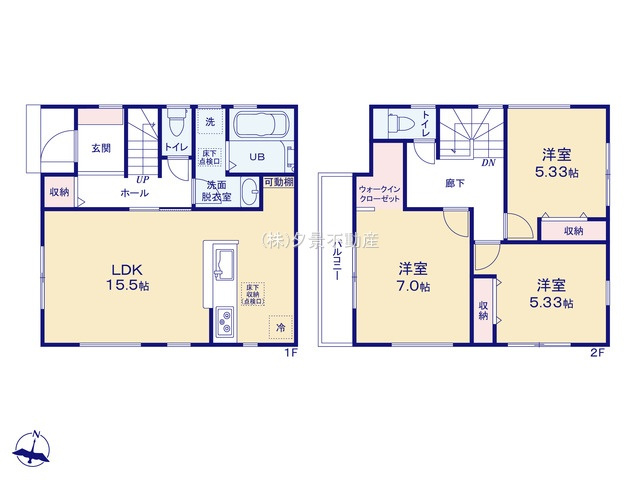 《仲介手数料無料》中央区八王子２丁目9-7(全1戸)新築一戸建てリーブルガーデンの間取り