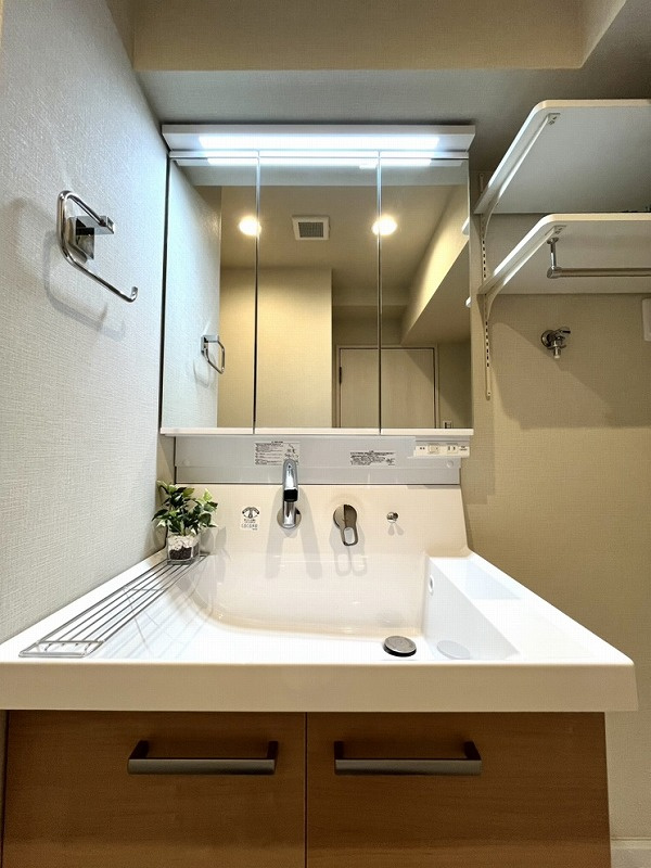 ライオンズマンション荻窪第２の独立洗面台|三面鏡の独立洗面台です