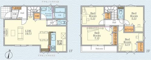 【間取り】 | 【仲介手数料０円】平塚市平塚2期　新築一戸建て | 【仲介手数料０円】平塚市平塚2期　新築一戸建て