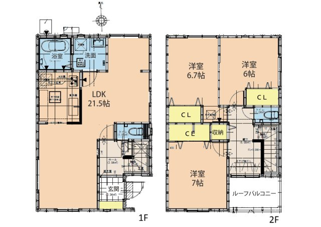 広島市安佐北区可部６丁目　新築一戸建て(全2棟)の間取り