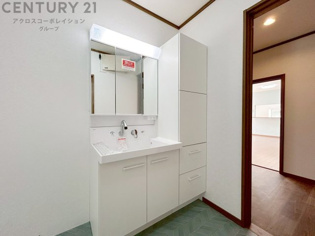 化粧品や洗顔料、歯ブラシなどの必需品をまとめて置ける収納スペースがあり、使用するたびに取り出す手間が省けます。また、水回りのため、濡れても大丈夫な素材が使用されており、お手入れが簡単です。