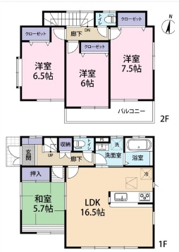 川越市豊田町一丁目　中古戸建の間取り