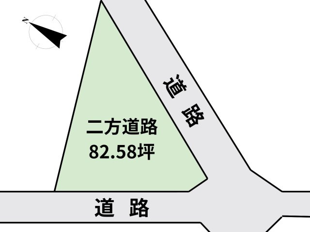 【土地図】 | 【建築条件なし】大仙市大曲福見町 82.58坪 二方向道路の角地物件