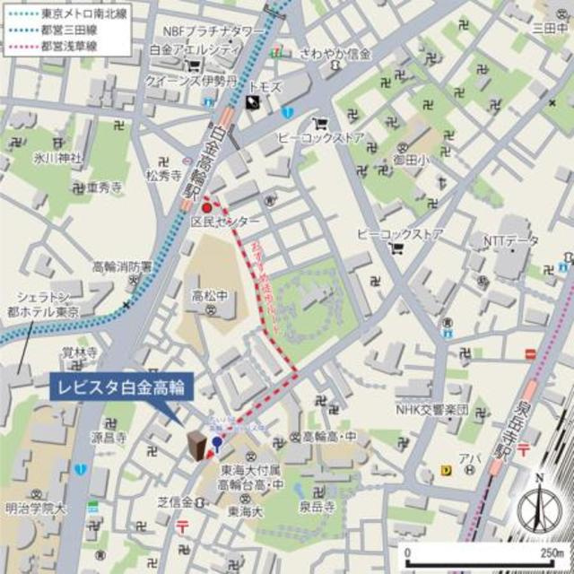 レビスタ白金高輪の地図