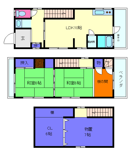 岩屋北町貸戸建住宅の間取り