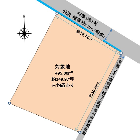 安来市飯梨町土地の土地図|敷地面積約149.73坪となります。