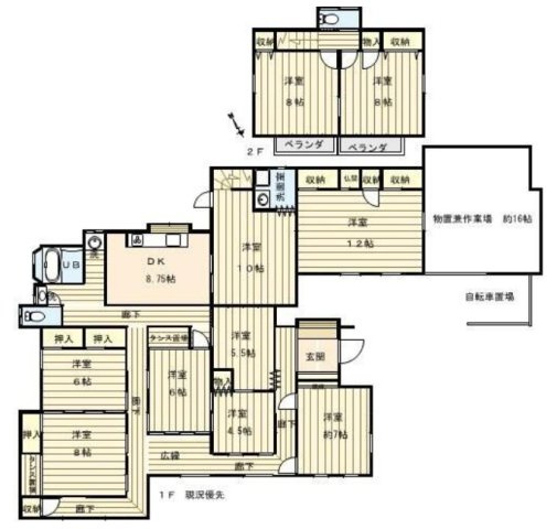 長生郡白子町浜宿　中古戸建の間取り|図面と現況に相違がある場合、現況を優先致します。