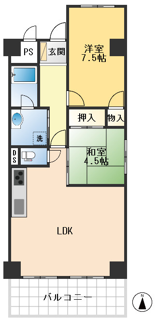 千里関大前コーポラスB棟の間取り