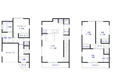 【間取り】 | 川越市稲荷町　新築一戸建住宅　全1棟　(ふじみ野店) | バルコニー2か所につき開放的！
南東側公道に面し陽当たり良好です。