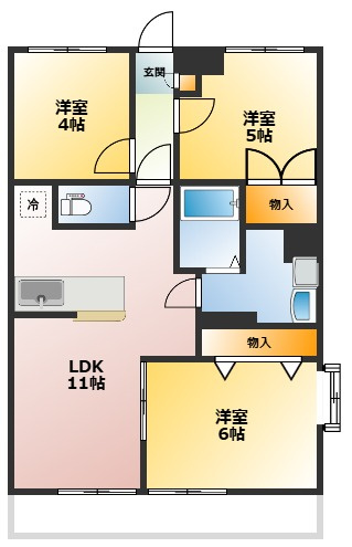 小金井市梶野町３丁目の賃貸マンションの間取り