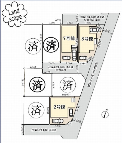 【区画図】 | 【仲介手数料０円】藤沢市石川6丁目　新築一戸建て　全8棟 | 【仲介手数料０円】藤沢市石川6丁目　新築一戸建て　全8棟