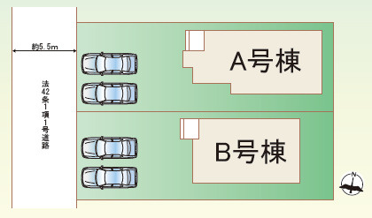 平塚市西八幡4丁目　新築戸建　全2棟B号棟の区画図