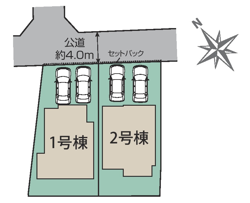 ブルーミングガーデン/東区/山ノ内3丁目/全2棟/2号棟の区画図|来客時に顔を見て対応できるモニター付きインターホン。
