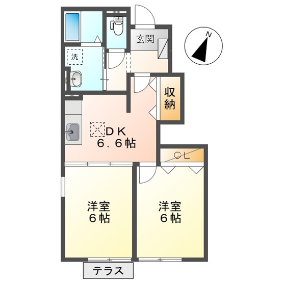 【間取り】 | プラティーヌ総社Ｂ