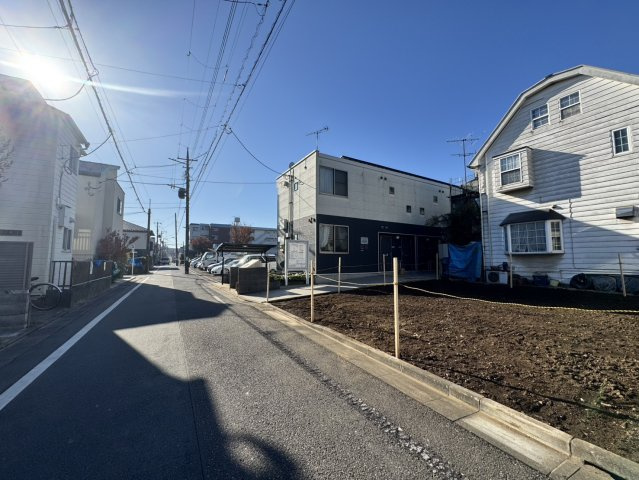 練馬区田柄2丁目　三方角地風　建築条件付き売地限定1区画の前面道路含む現地写真