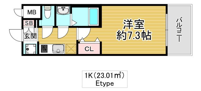 東大阪市高井田西６丁目の賃貸マンションの間取り
