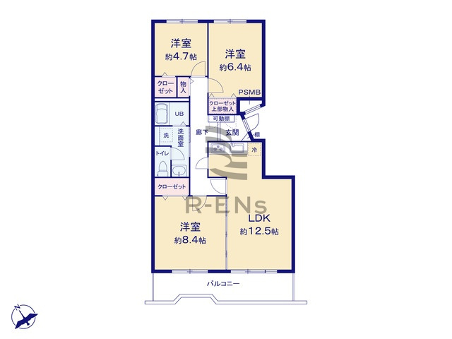【間取り】 | 西原グリーンハイツ　６号棟 | 最上階、南西向きで陽当たりも通風も良好の環境です
