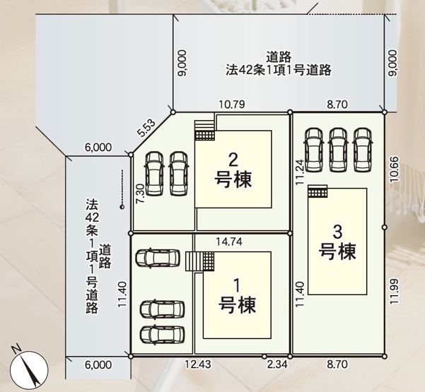 【区画図】 | 新築分譲住宅　山形市東青田　第3　全3棟 | 全3棟の分譲住宅です♪