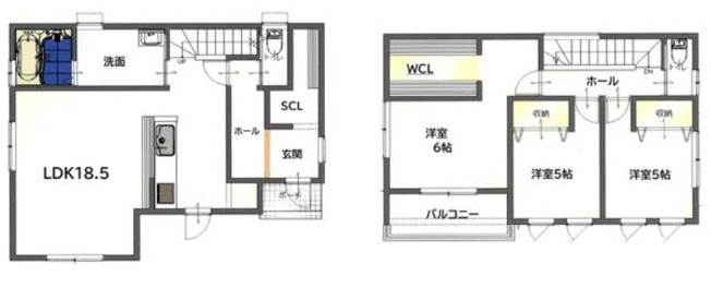 【間取り】 | 姫路市飾磨区西浜町3丁目　中古戸建 | 3LDK＋WIC＋SICです。