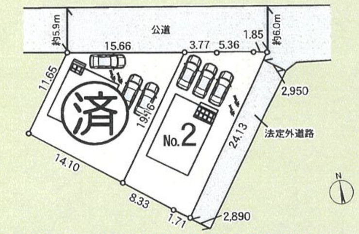 桐生市境野町の区画図|ホワイトを基調としたシンプルな外観のお家♪