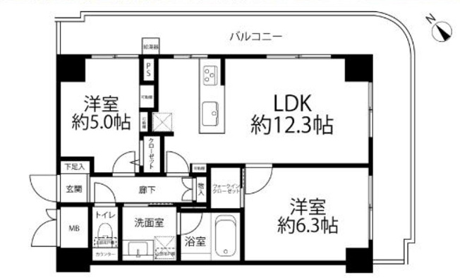 【間取り】 | ベルハウス横浜反町 | 総戸数92戸　54.00㎡２LDK
リフォーム完了11月末予定