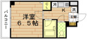 【間取り】 | 1Ｋ（洋室6.5帖×Ｋ）