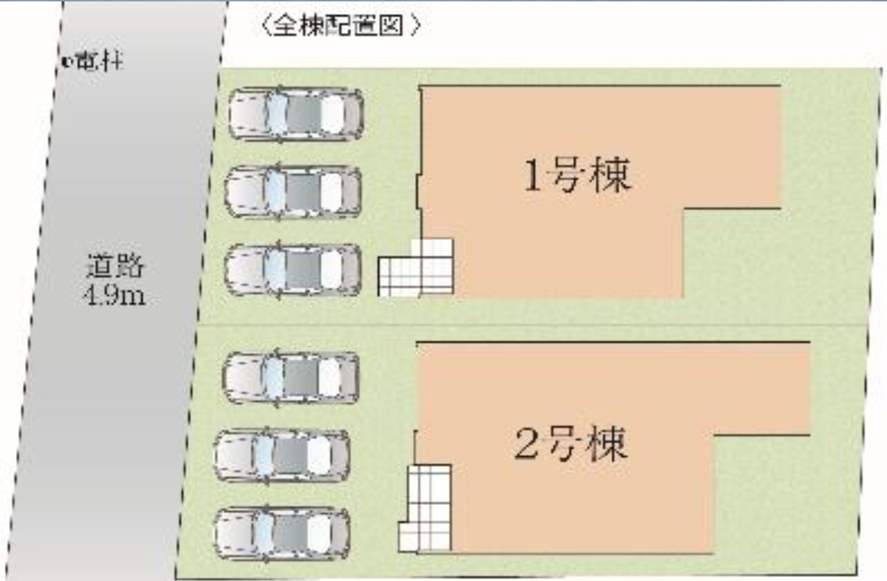 福岡市西区石丸3丁目第2-2棟（2号棟）　の区画図|配置図（2号棟）