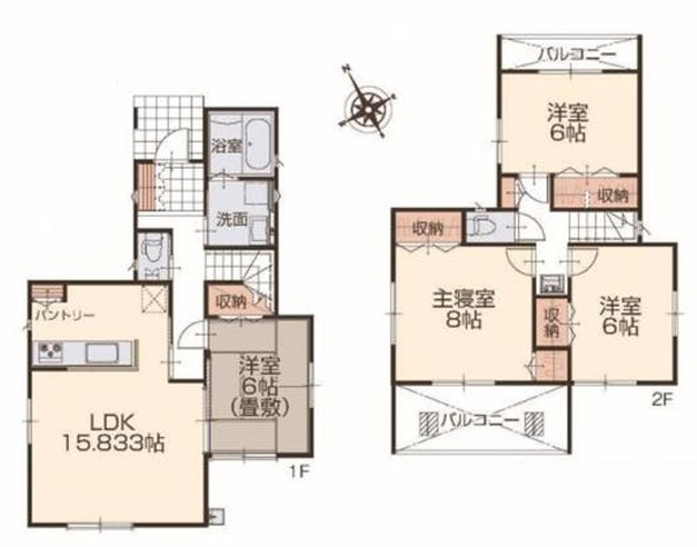いろどりアイタウン那須塩原並木町　1号棟の間取り