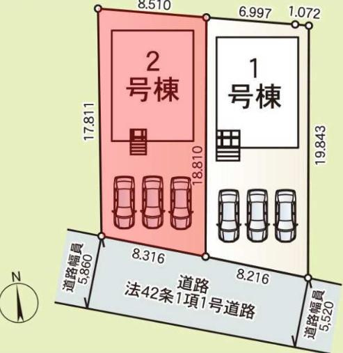 前橋市茂木町第５（２号棟）の区画図|区画図