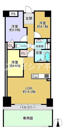 【間取り】 | ローズハイツ香里園　3号棟