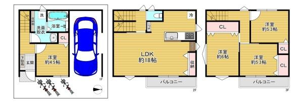 【間取り】 | 大阪市城東区鴫野西5丁目　新築戸建