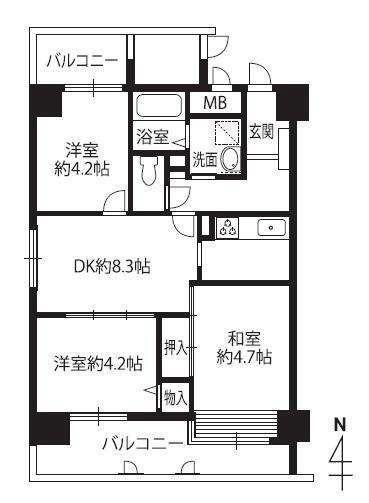 ライオンズマンション和歌山三木町の間取り