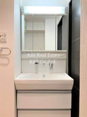 【洗面所】 | ノーブルスクエア新町 | 縦型の洗面化粧台！シャワー付きです！収納もたっぷり！