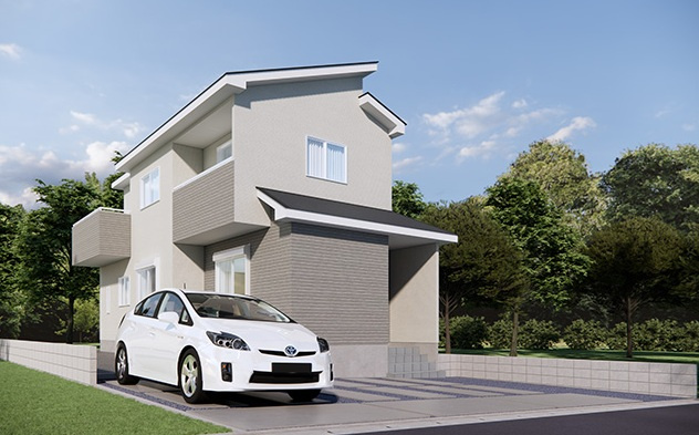 【仲介手数料無料】新築戸建　嵐山町むさし台3-15-6（全2棟）の外観パース