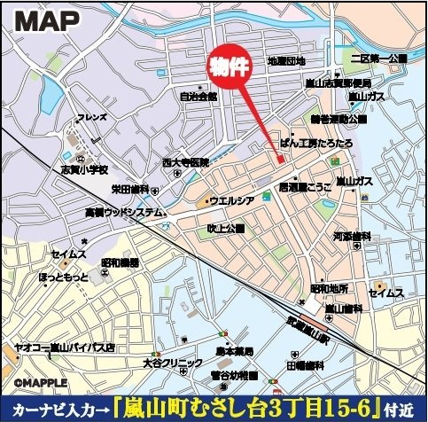 【仲介手数料無料】新築戸建　嵐山町むさし台3-15-6（全2棟）の地図