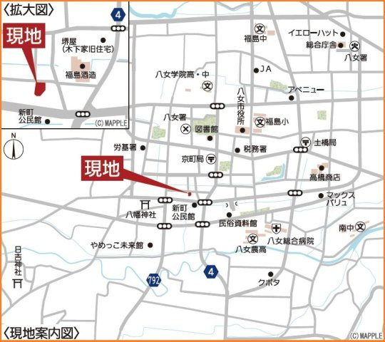 八女市本町新築建売の地図