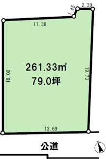 【土地図】 | 狭山市下奥富　建築条件なし売地　「新狭山駅」徒歩6分　敷地79坪　