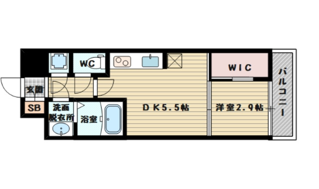 1DKの間取りです