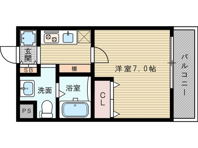 1Kのお部屋です