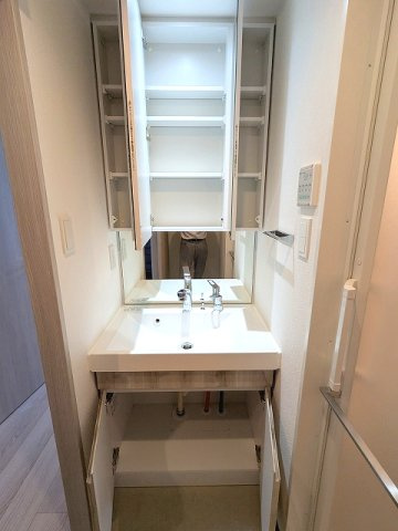 エスレジデンス浅草clarityの設備|三面鏡付、ハンドシャワー付独立洗面台です