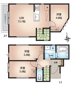 【間取り】 | 【仲介手数料無料！！】府中市日新町5丁目　新築戸建て（全1棟）1号棟　3780万円