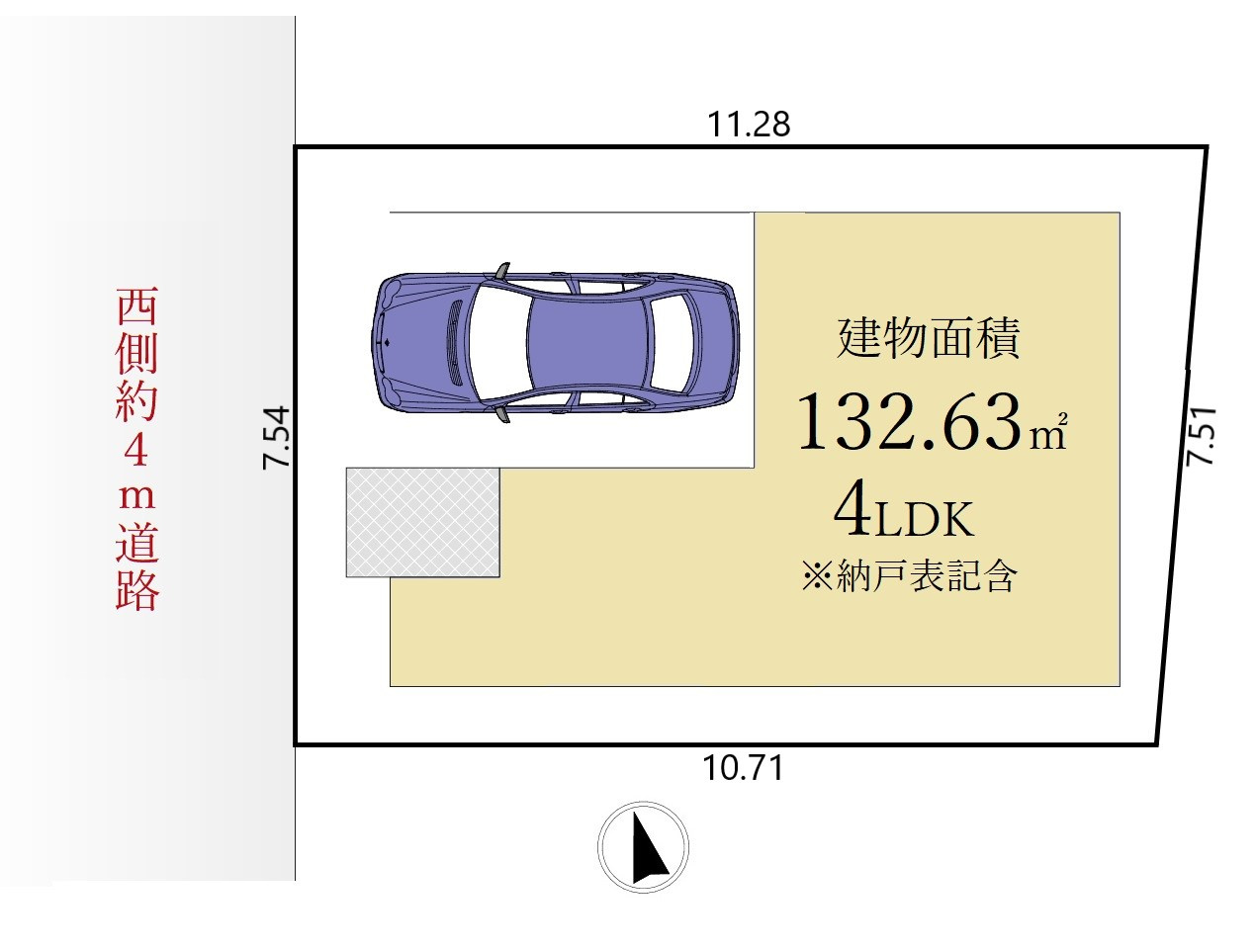 北区志茂5丁目 限定1棟の区画図|伸びやかな西側約4ｍ道路に面する整形地
