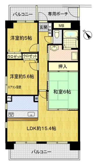 【間取り】 | グランプレステージ加古川　3階 | 3LDKです。