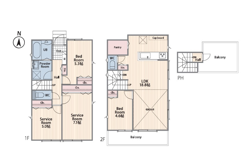 茅ヶ崎市浜須賀　新築戸建　3号棟の間取り|2LDK+2S☆