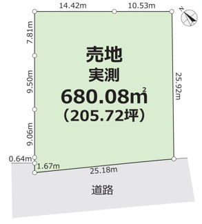 【土地図】 | 売地　敷地205.72坪！交通アクセス良好！資材置場・駐車場に最適♪